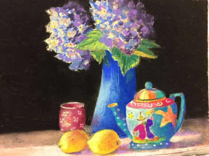 Still Life – Blue Vase and tea pot